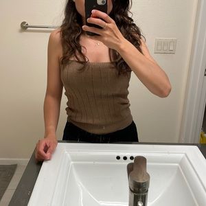 Pointelle tank in cocoa